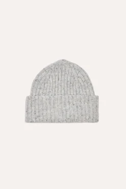 Merino Wool Ribbed Knit Beanie Ramor Grey