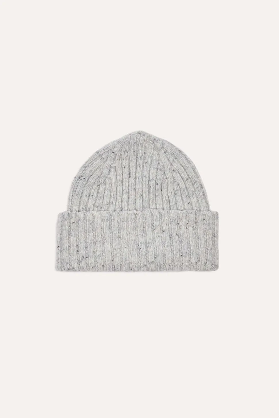 Merino Wool Ribbed Knit Beanie Ramor Grey