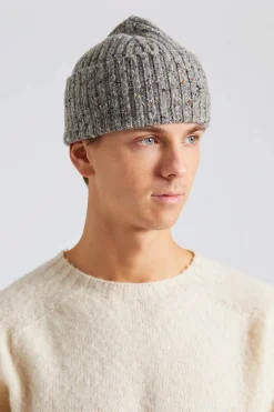 Merino Wool Ribbed Knit Beanie Ramor Grey