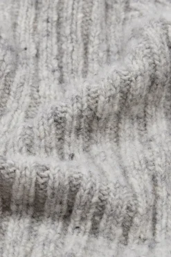 Merino Wool Ribbed Knit Beanie Ramor Grey