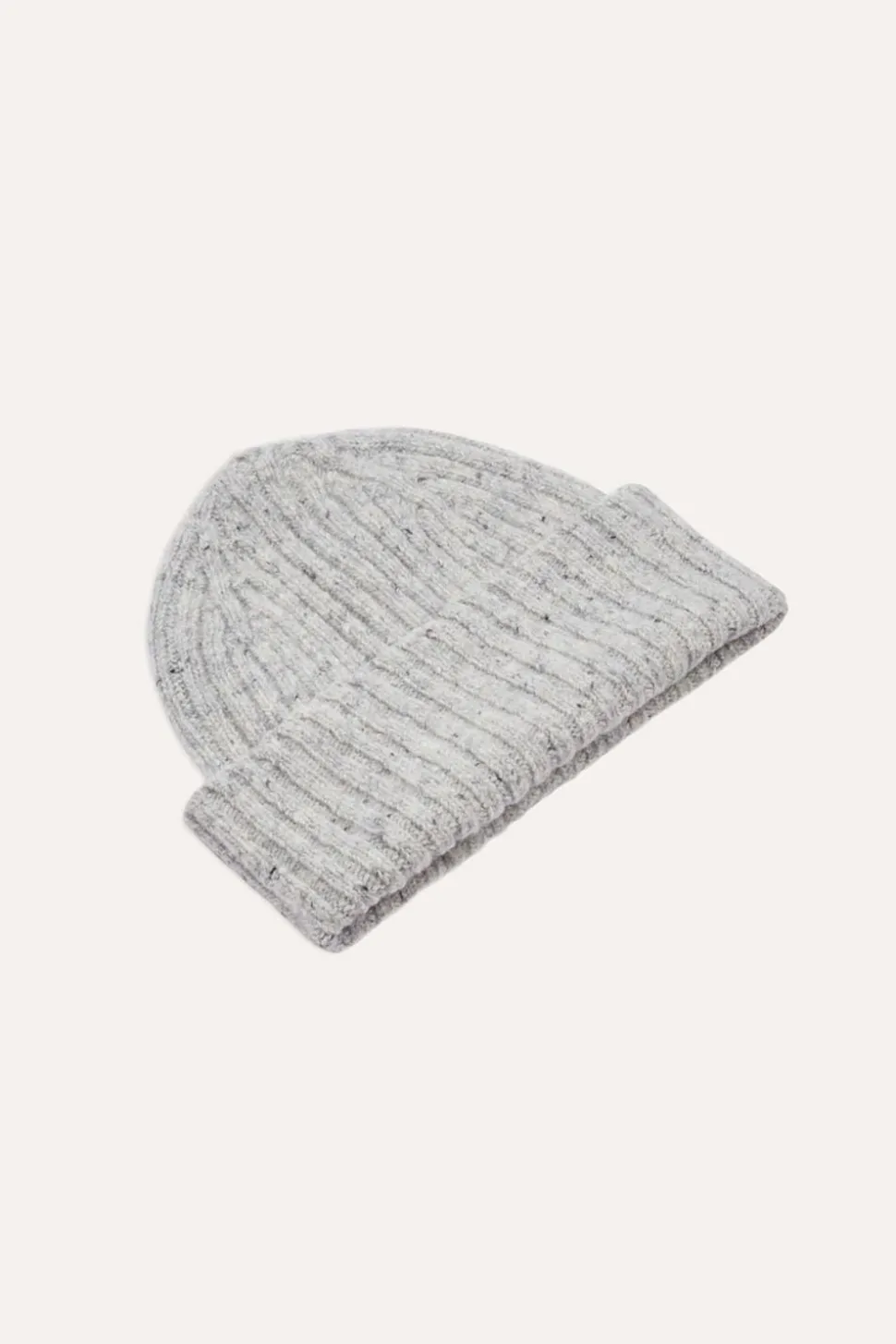 Merino Wool Ribbed Knit Beanie Ramor Grey