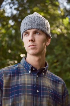 Merino Wool Ribbed Knit Beanie Ramor Grey