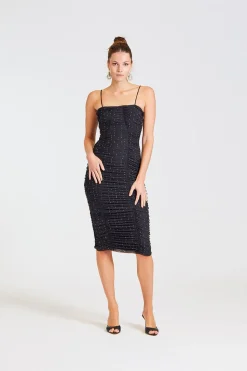 Mesh Midi Dress Black