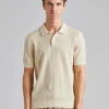 Mesh Stitch Polo Ecru