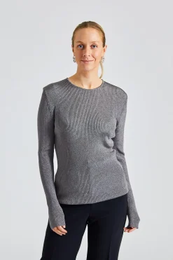 Metallic Rib Knit Gun Metal