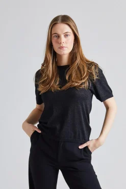 Metallic Wool Tee Jet Black
