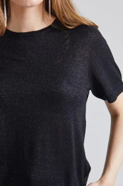 Metallic Wool Tee Jet Black