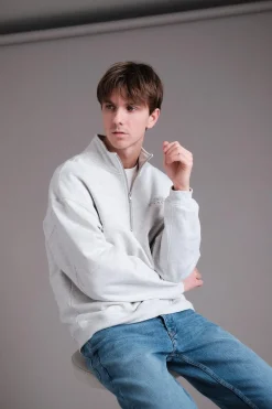 Mezzanine Half Zip Lt Grey Mix