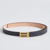 Micro Frame Belt Black Smooth Leather