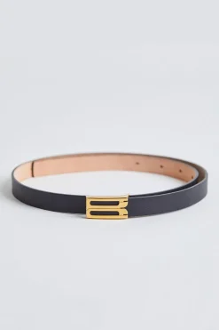 Micro Frame Belt Black Smooth Leather