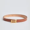 Micro Frame Belt Tan Smooth Leather