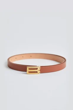 Micro Frame Belt Tan Smooth Leather