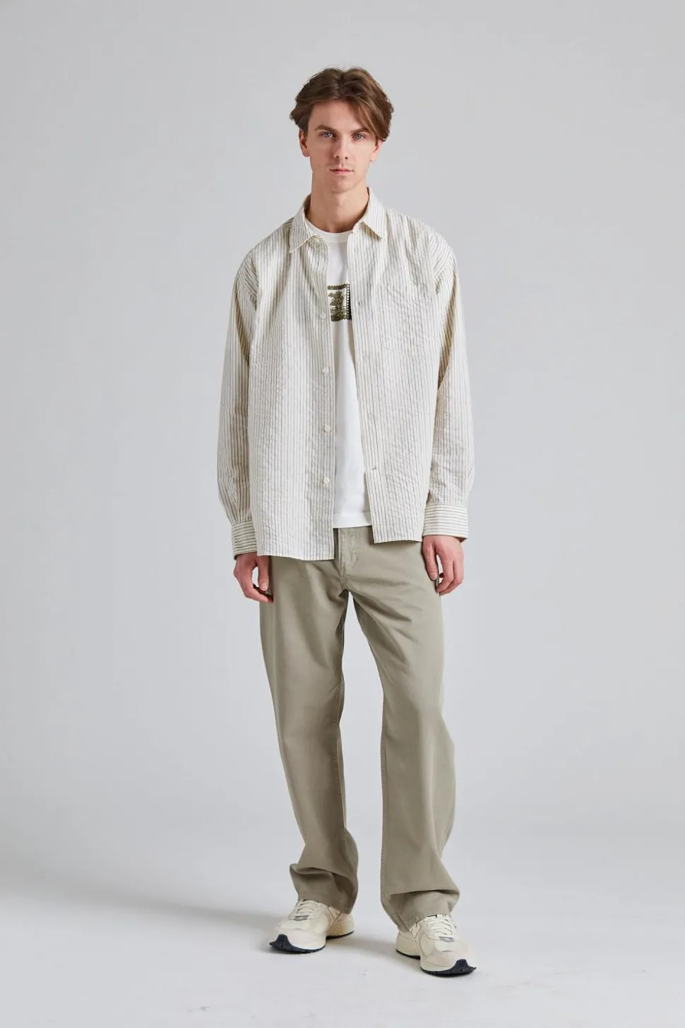 Mo Oversized Striped Shirt Chestnut