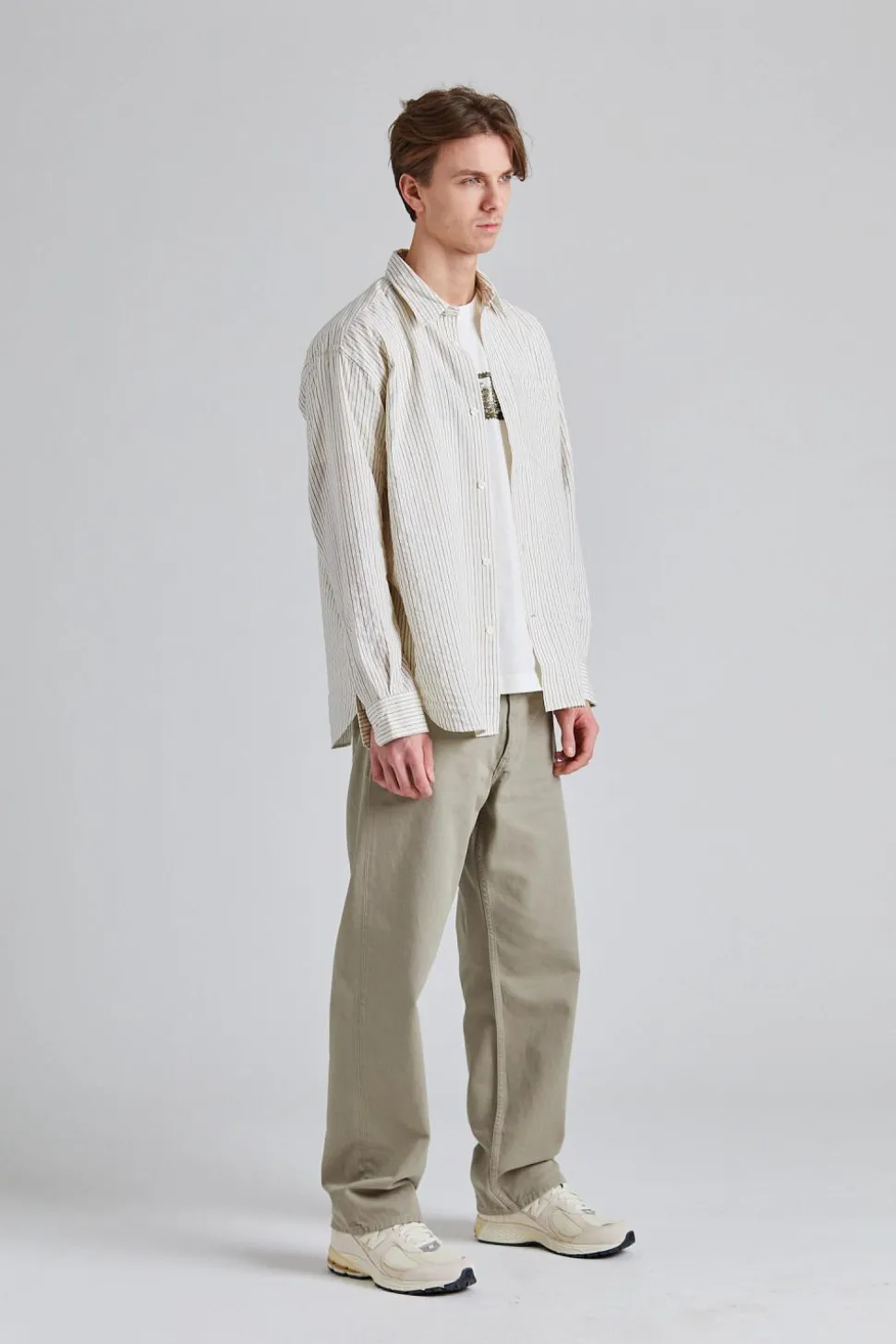 Mo Oversized Striped Shirt Chestnut