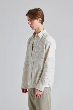 Mo Oversized Striped Shirt Chestnut