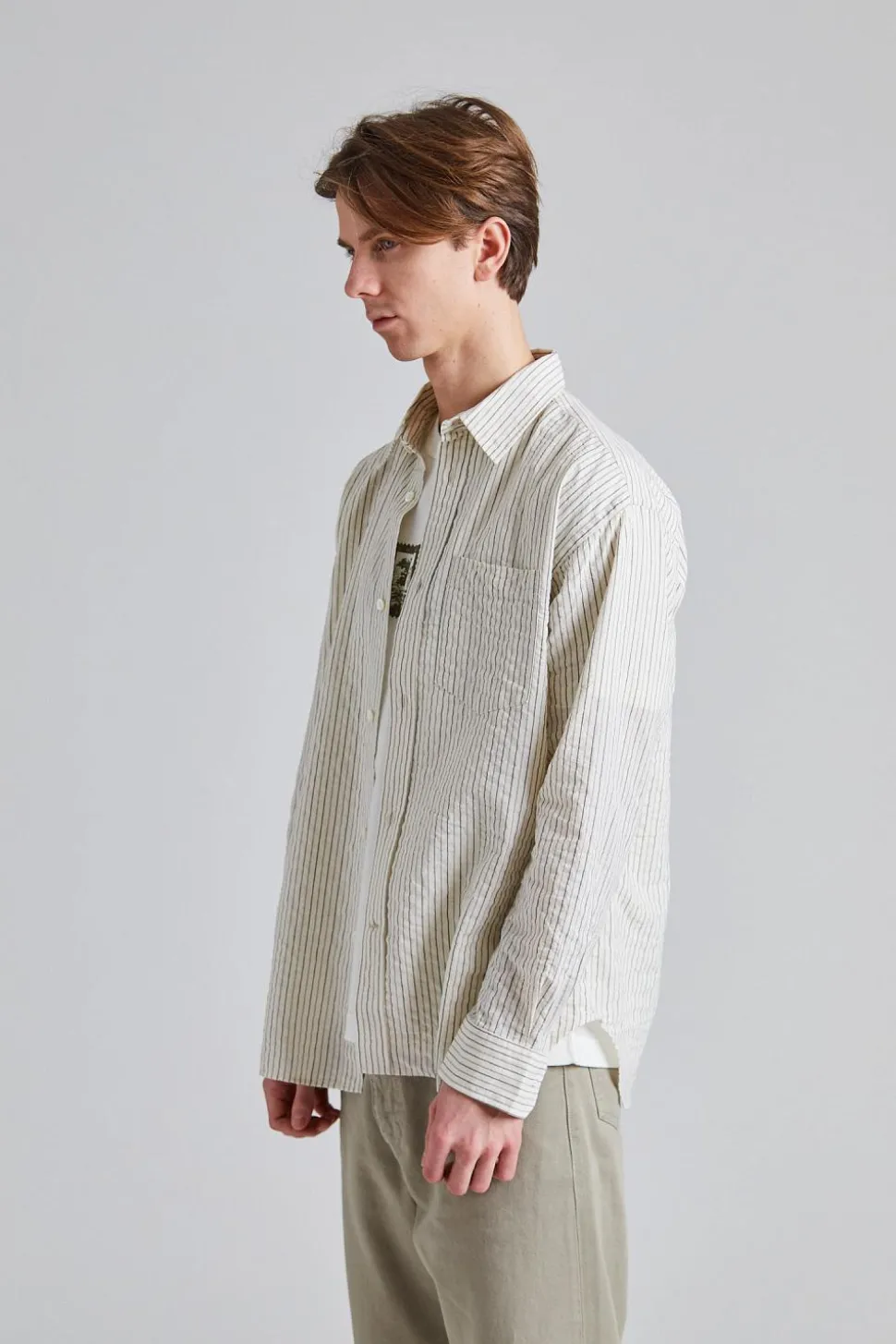 Mo Oversized Striped Shirt Chestnut