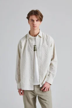 Mo Oversized Striped Shirt Chestnut