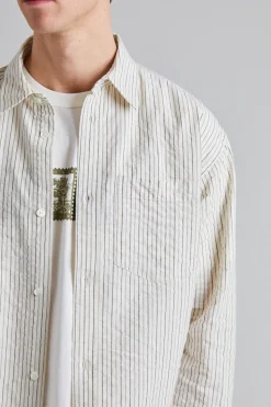 Mo Oversized Striped Shirt Chestnut