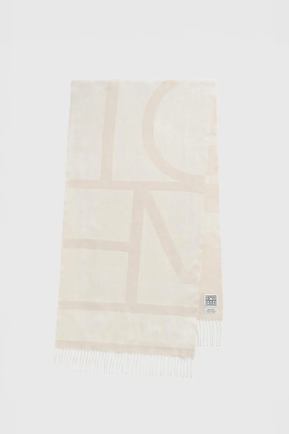 Monogram Jacquard Wool Scarf Charcoal Bone