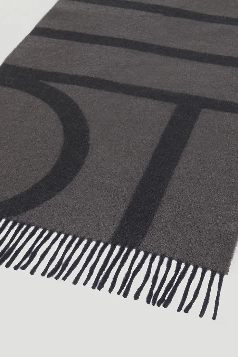 Monogram Jacquard Wool Scarf Charcoal Melange