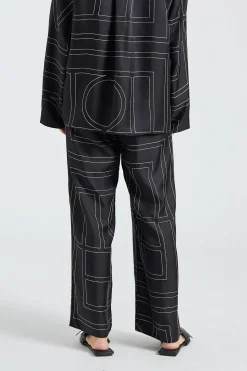 Monogram Silk PJ Bottoms Black