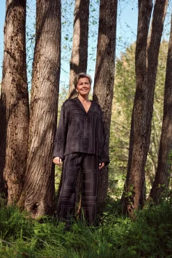 Monogram Silk PJ Bottoms Black