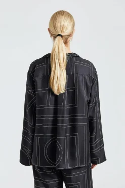Monogram Silk PJ Top Black
