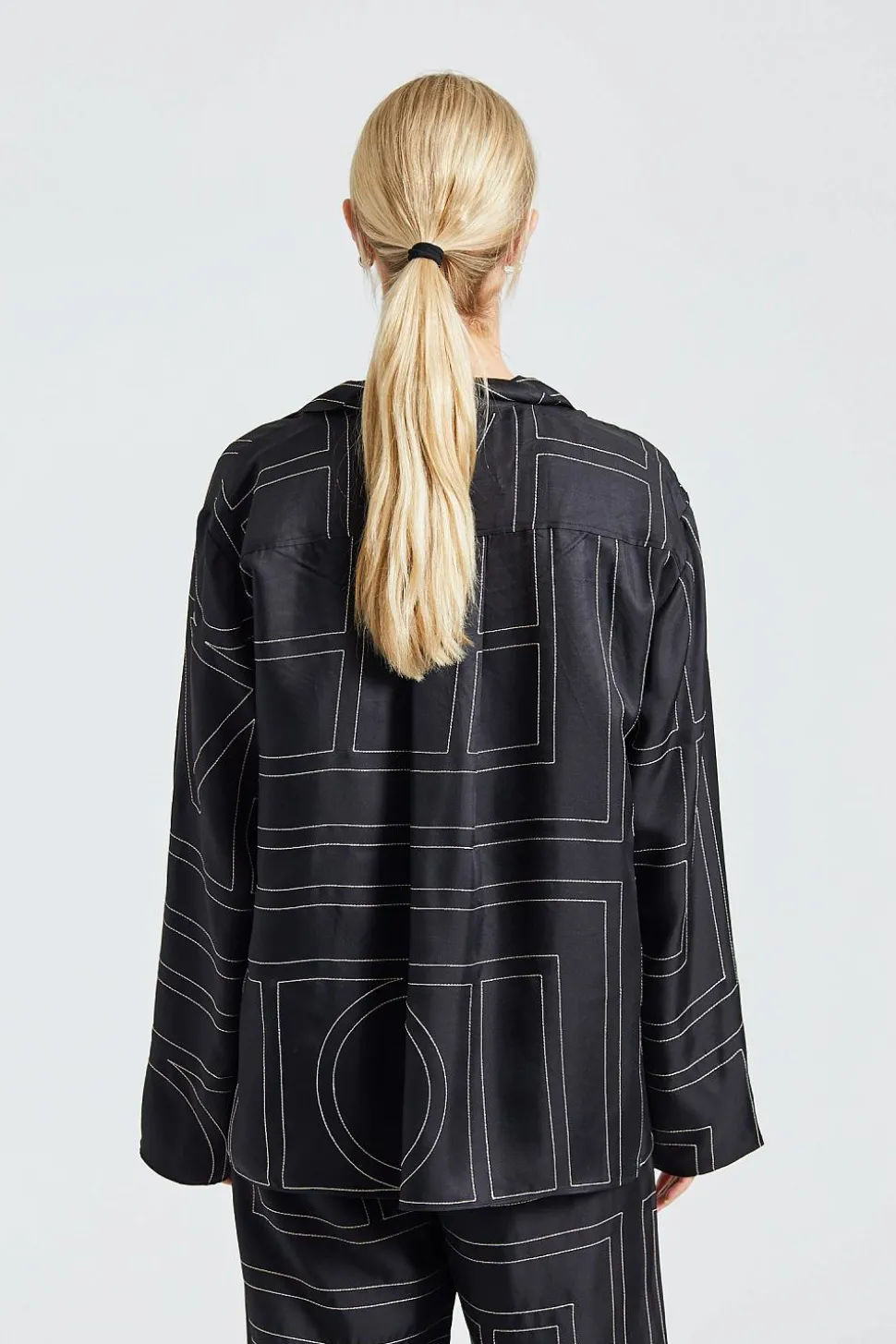 Monogram Silk PJ Top Black