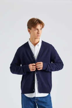 Norse Standard Merino Lambswool Cardigan Dark Navy