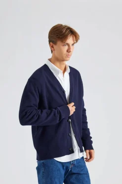 Norse Standard Merino Lambswool Cardigan Dark Navy