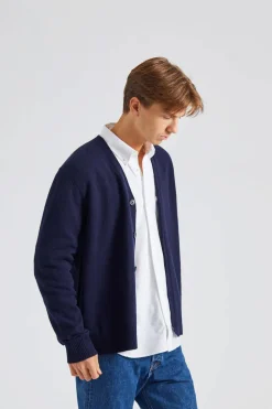 Norse Standard Merino Lambswool Cardigan Dark Navy