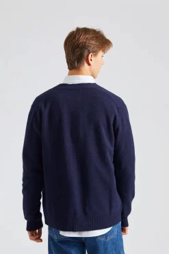 Norse Standard Merino Lambswool Cardigan Dark Navy