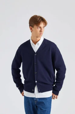 Norse Standard Merino Lambswool Cardigan Dark Navy