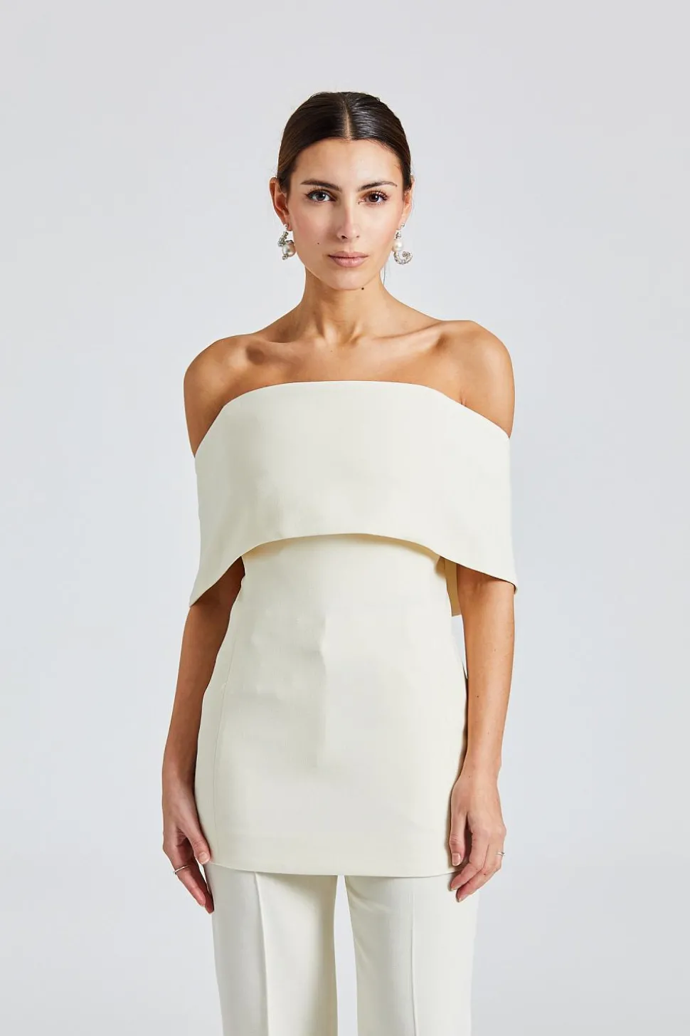 Off-Shoulder Evening Top Macadamia