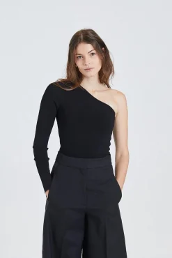 One Shoulder Top Black
