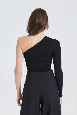 One Shoulder Top Black
