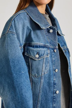 Oversized Denim Jacket Mid Blue FN-UX-OUTW000013