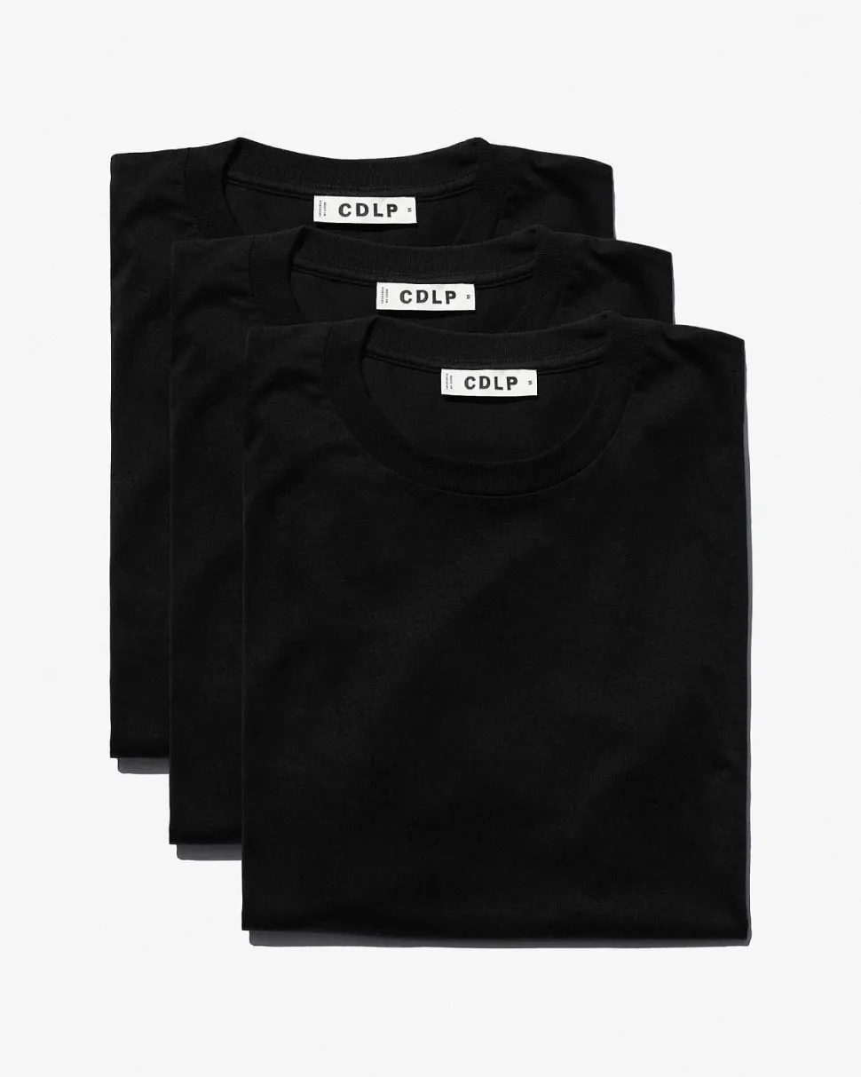 3-Pack Crew Neck T-Shirts Black