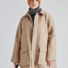 Padded Patch Pocket Jacket Khaki Beige