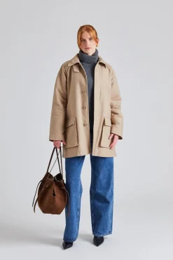 Padded Patch Pocket Jacket Khaki Beige