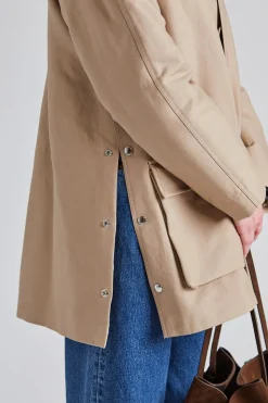 Padded Patch Pocket Jacket Khaki Beige