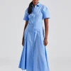 Panelled Shirt Dress Oxford Blue