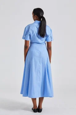 Panelled Shirt Dress Oxford Blue