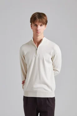 Pat Half Zip Creme White