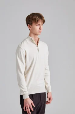 Pat Half Zip Creme White