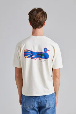 Peacock Graphic Print SS Hiking Tee Antique White