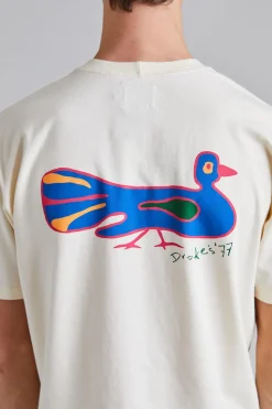 Peacock Graphic Print SS Hiking Tee Antique White