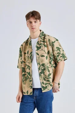Pier Ripstop Flower Print Shirt Beige Mix
