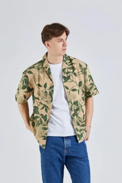 Pier Ripstop Flower Print Shirt Beige Mix