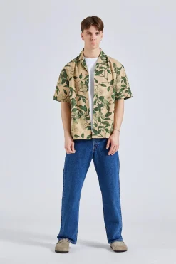 Pier Ripstop Flower Print Shirt Beige Mix